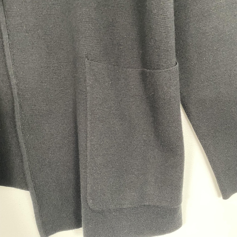 J Jill Cardigan Sweater Womens Large Black Wearever Collar Pockets Knit Cotton - Picture 3 of 13
